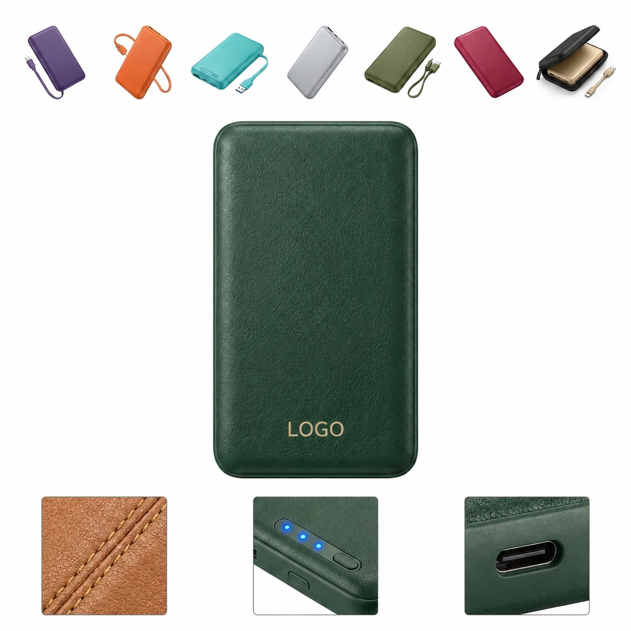 High-Capacity 10,000 mAh Textured Portable Power Bank with Rapid Charging
