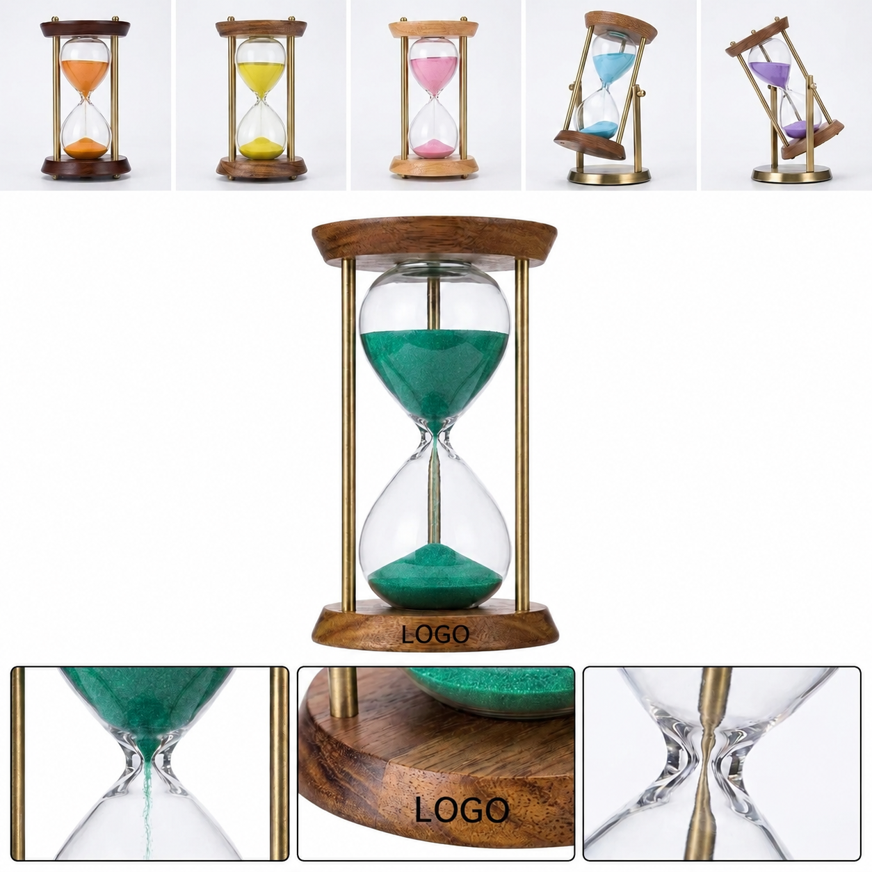 Classic 60-Minute Wood and Glass Sand Timer for Desktop Decor