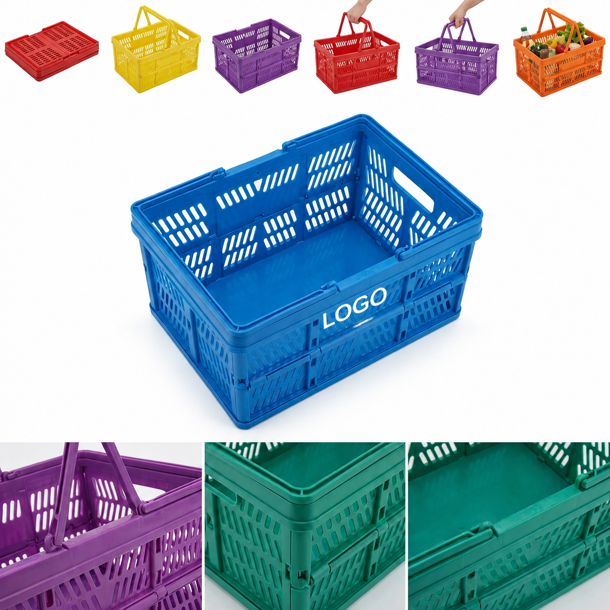Collapsible Utility Crate with Folding Dual Handles