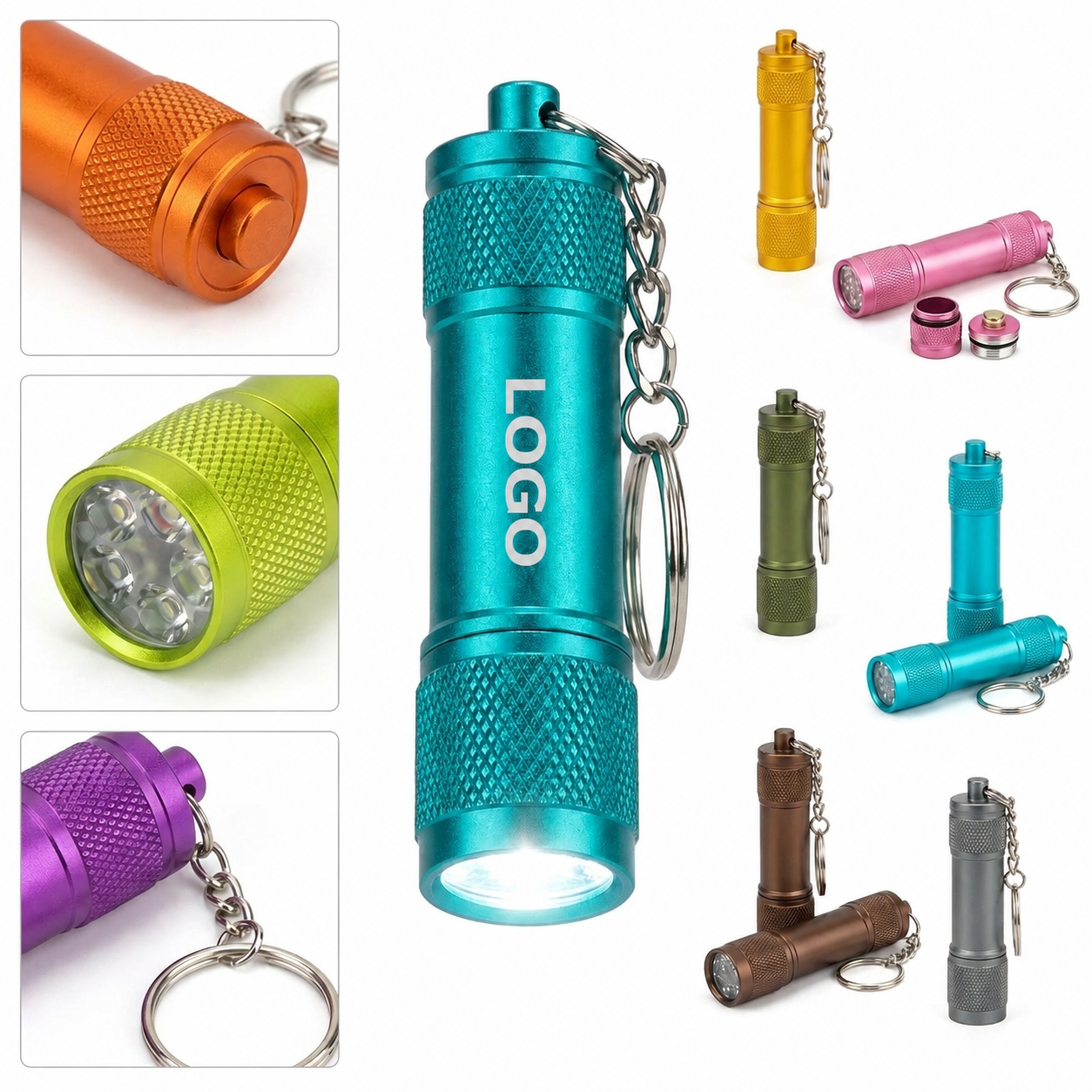 Aluminum 5-LED Compact Keyring Flashlight with Knurled Grip