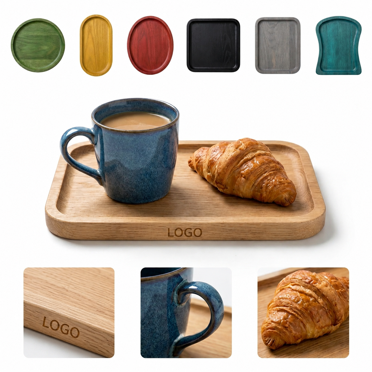 Multi-Shape Wooden Serving Tray and Appetizer Platter