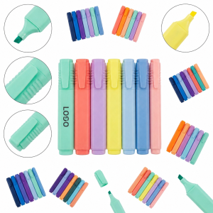 Multi-Color Flat Body Pocket Highlighters with Chisel Tip