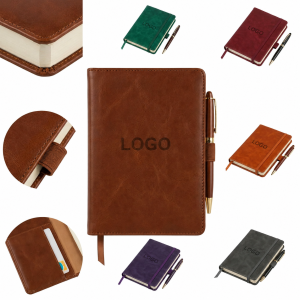 Classic Faux Leather Journal with Integrated Pen Loop and Pocket